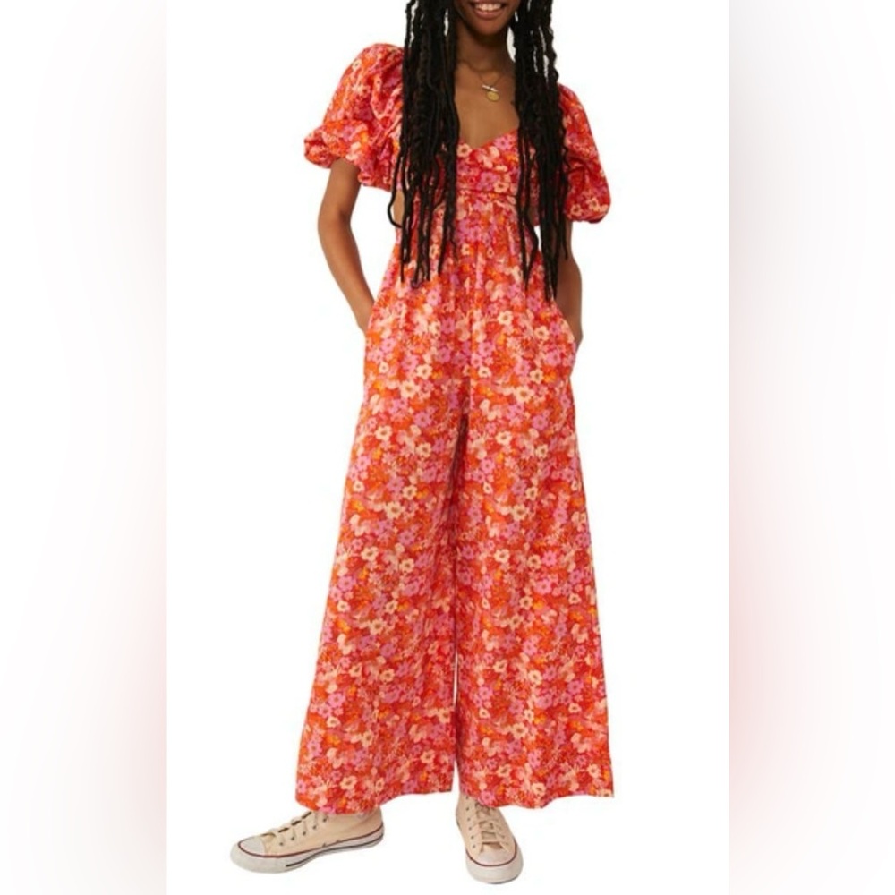 Free People Amy floral cotton jumpsuit